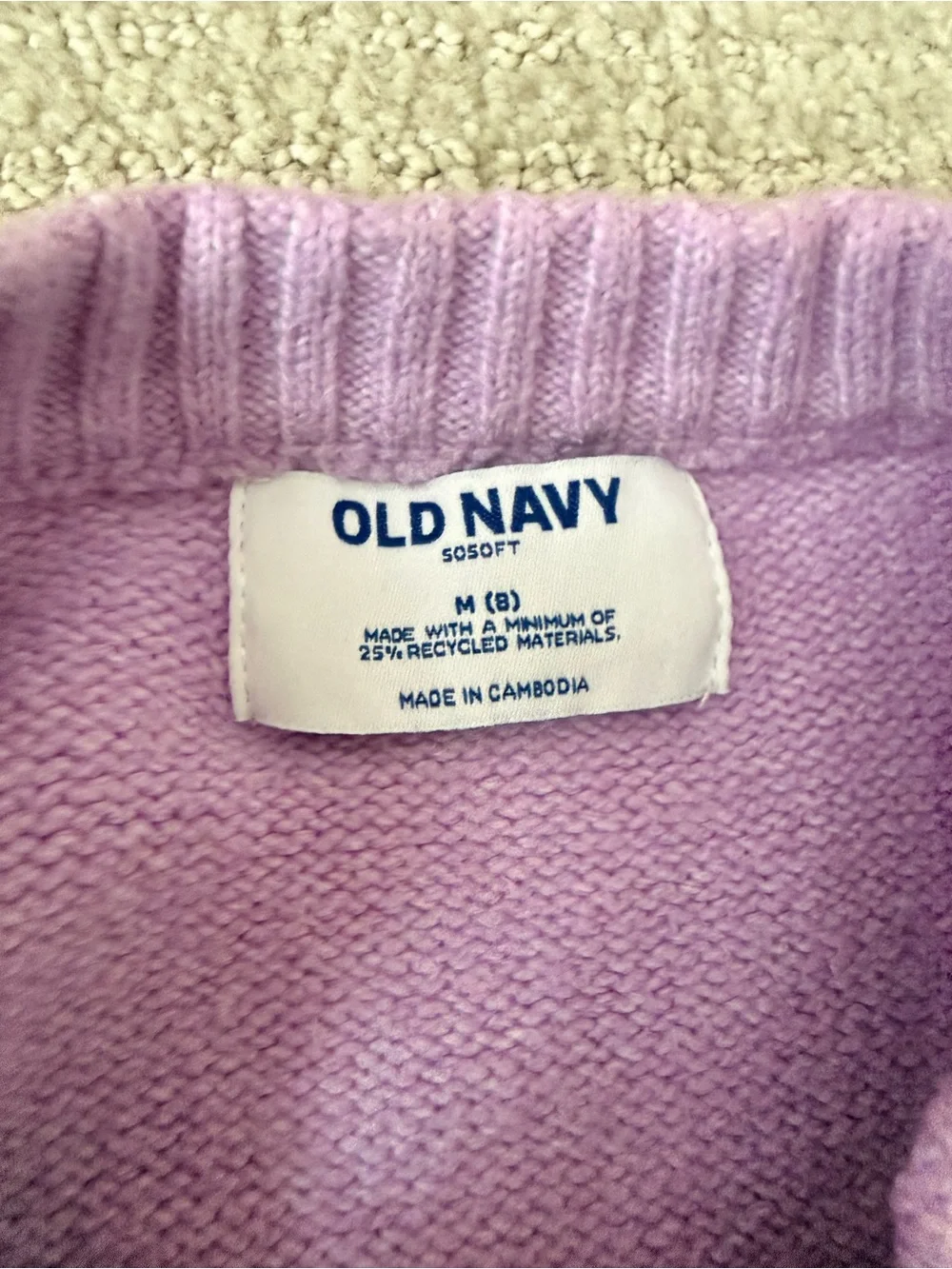 Old Navy Lavender Crewneck Sweater with White Bow